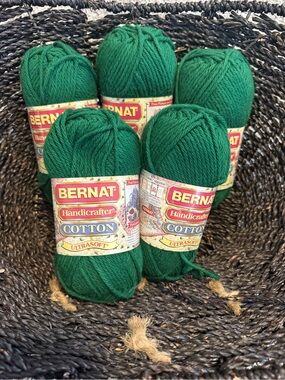 Bernat Handicrafter Cotton Yarn - Forest Green (5 Skeins)